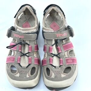 Teva Omnium Hiking Sandals Women Size 7 Gray Pink Closed Toe Sport Shoes